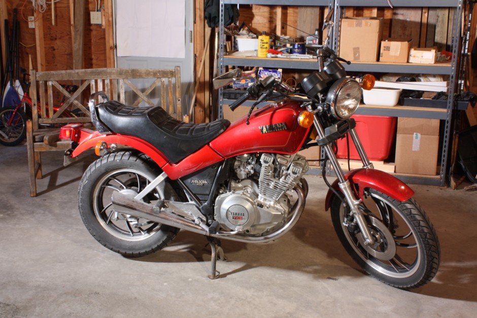 Motorcycle in a compact hobby garage